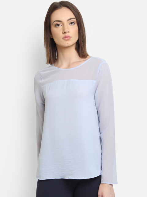 

COVER STORY Women Blue Solid A-Line Top