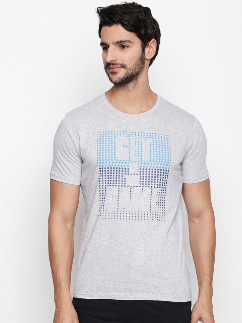 

Ajile by Pantaloons Men Grey Melange Printed Round Neck T-shirt