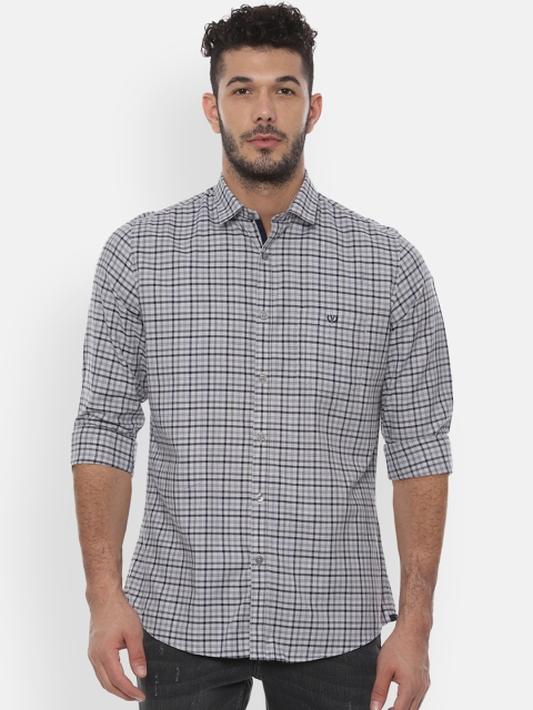 

Van Heusen Sport Men Grey & Black Slim Fit Checked Casual Shirt