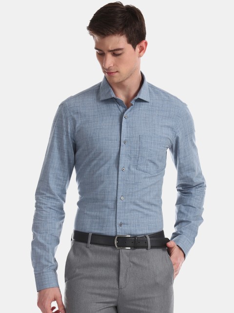 

Arrow Men Blue Slim Fit Self Design Formal Shirt
