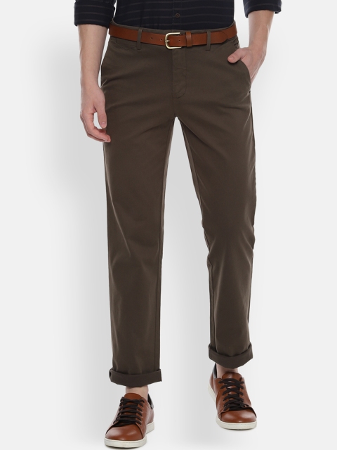 

Van Heusen Men Brown Slim Fit Solid Regular Trousers