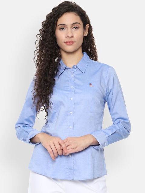 

Van Heusen Woman Blue Regular Fit Solid Casual Shirt