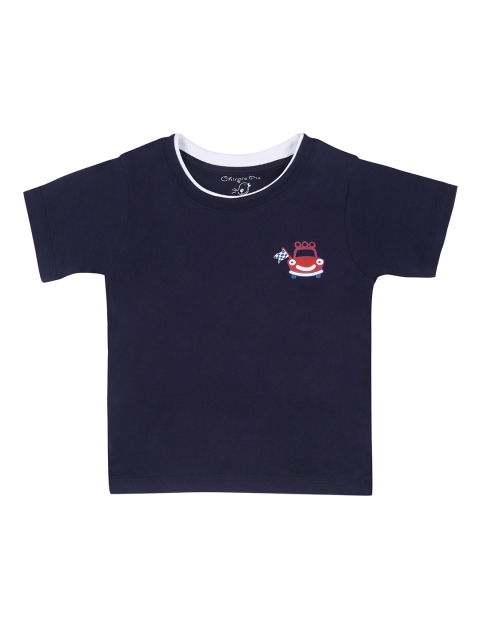 

Chirpie Pie by Pantaloons Boys Navy Blue Solid Round Neck T-shirt