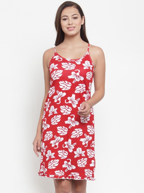 

Claura Red & White Printed Nightdress
