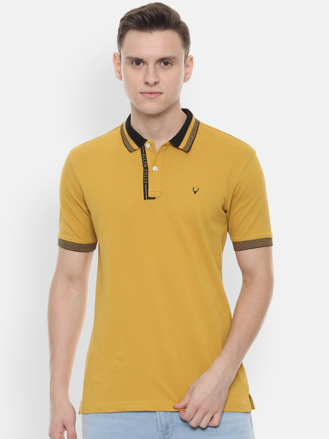 

Allen Solly Men Yellow Striped Polo Collar T-shirt
