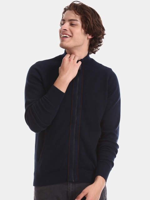 

Arrow Men Blue Solid Front Open Sweater