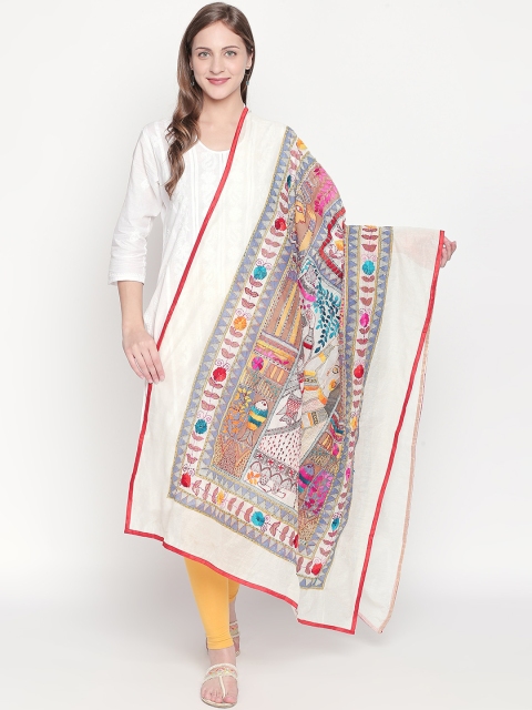

Dupatta Bazaar Off-White Embroidered Dupatta