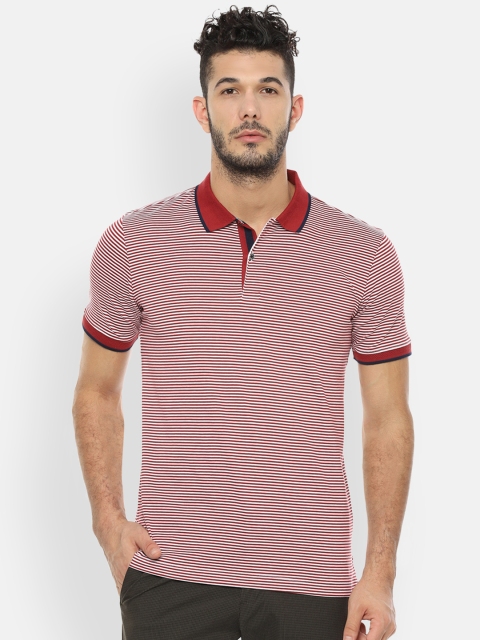 

Van Heusen Men Red Striped Polo Collar T-shirt