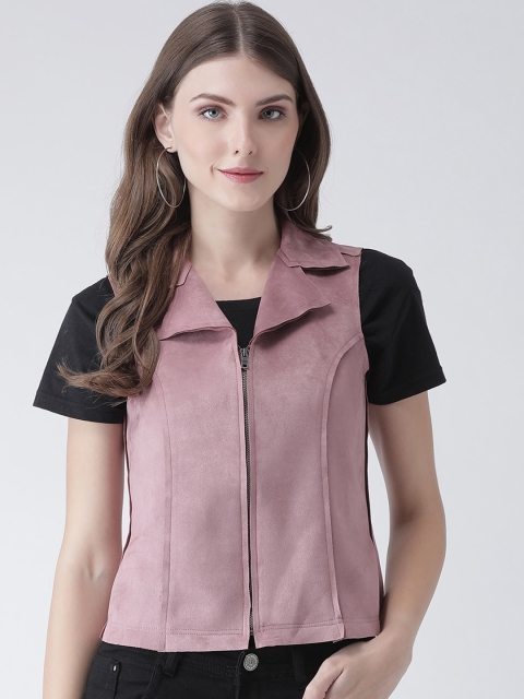 

Latin Quarters Women Pink Solid Crop Jacket