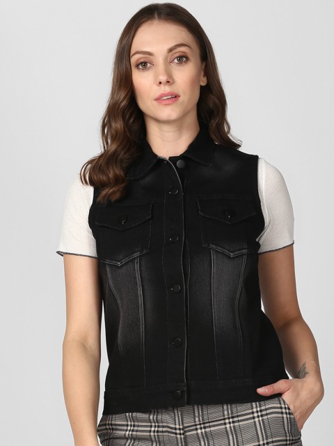 

StyleStone Women Black Solid Denim Jacket