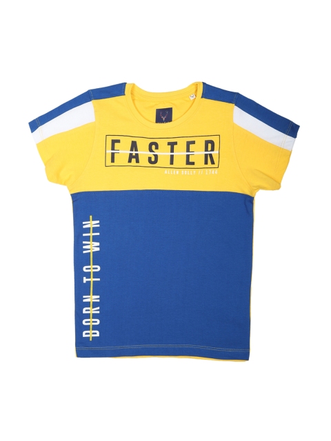 

Allen Solly Junior Boys Blue & Yellow Printed Round Neck T-shirt