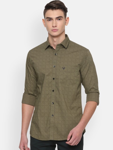 

Allen Solly Men Olive Green Slim Fit Printed Casual Shirt