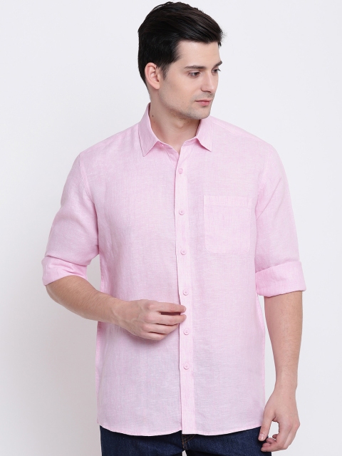 

AC&F Men Pink Regular Fit Solid Casual Shirt