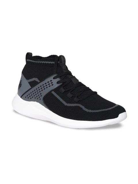 

U.S. Polo Assn. Men Black Woven Design Textile Mid-Top Sneakers