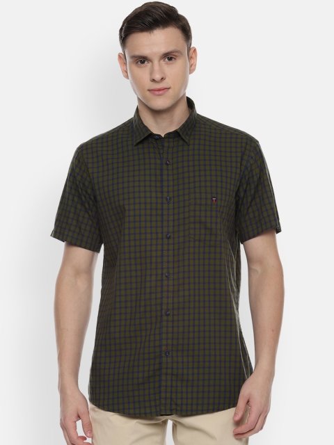 

Louis Philippe Sport Men Olive Green Slim Fit Checked Casual Shirt