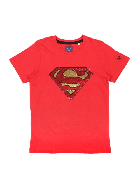 

Allen Solly Junior Boys Red Sequinned Superman Round Neck T-shirt