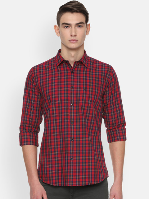 

Allen Solly Men Red & Navy Blue Slim Fit Checked Casual Shirt