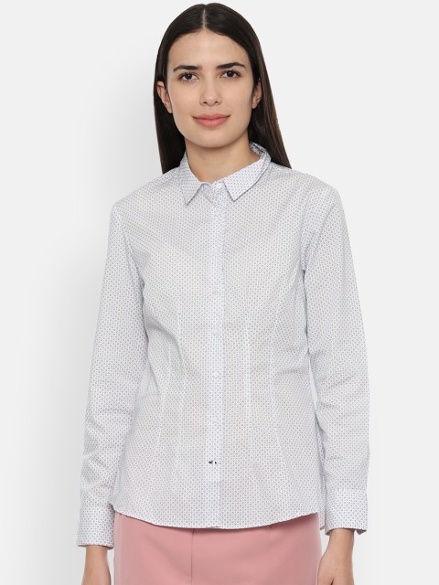 

Van Heusen Woman White Regular Fit Printed Casual Shirt