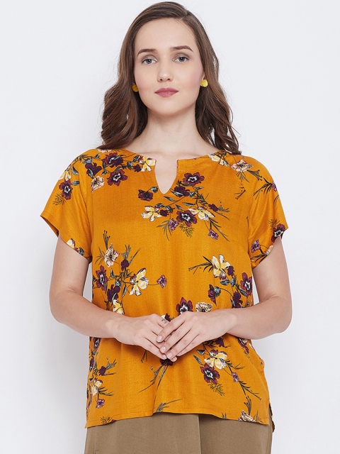 

HERS Women Mustard Floral Print Top