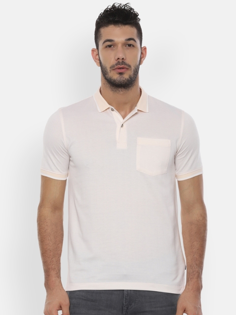 

Van Heusen Men Cream-Coloured Solid Polo Collar T-shirt