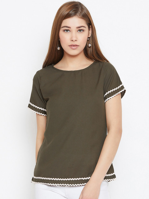 

AASK Women Olive Green Solid Top