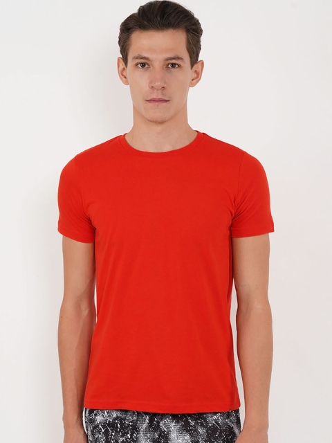 

Sweet Dreams Men Red Solid Round Neck Lounge Tshirt