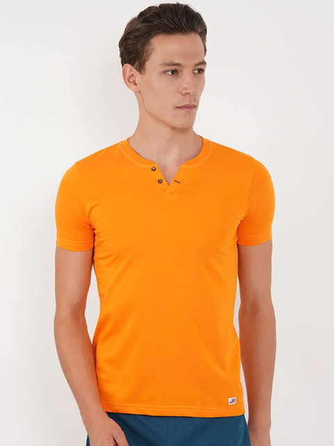 

Sweet Dreams Men Orange Solid Lounge Tshirt 8907668793553