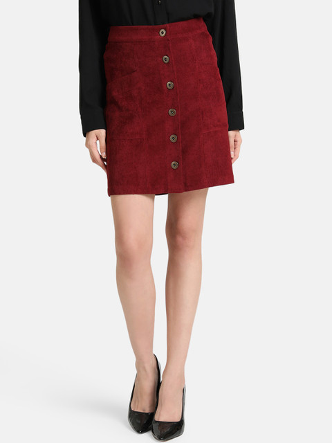 

Kazo Women Red Solid A-Line Mini Skirt