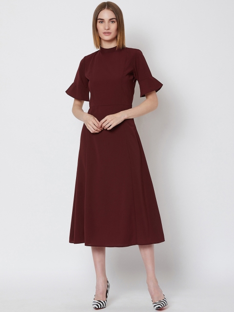 

Nun Women Maroon Solid Fit and Flare Dress