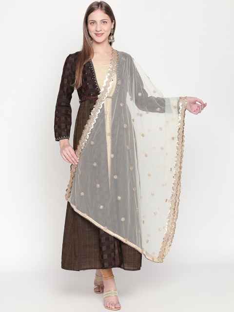 

Dupatta Bazaar Off-White & Gold-Toned Embroidered Dupatta