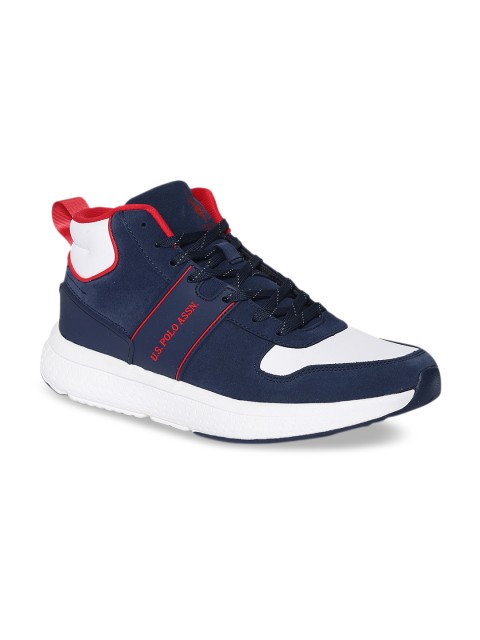 

U.S. Polo Assn. Men Navy Blue Colourblocked Mid-Top Sneakers