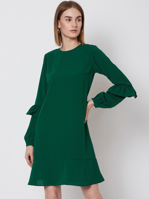 

Nun Women Green Solid A-Line Dress