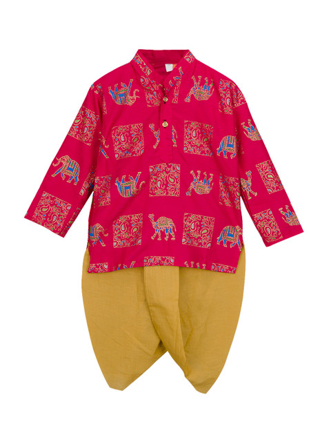 

KID1 Boys Pink & Yellow Printed Kurta with Dhoti Pants