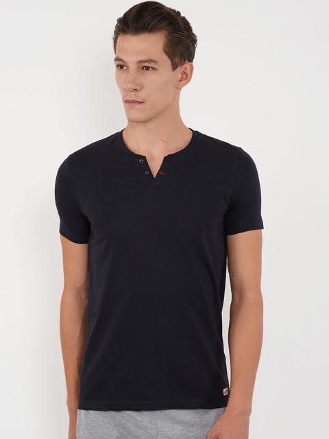 

Sweet Dreams Men Navy Blue Solid Lounge Tshirt 8907668792839