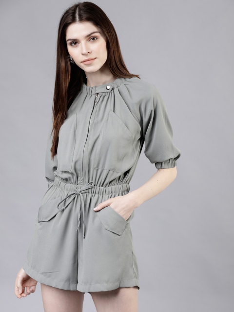 

Tokyo Talkies Women Grey Solid Playsuit