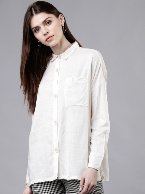

Tokyo Talkies Women White Regular Fit Solid Casual Shirt