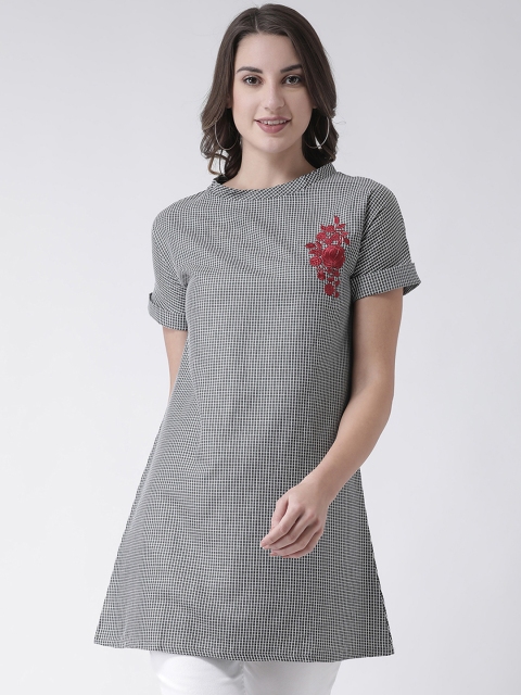 

Pinwheel Women Grey and White Checked A-line tunic