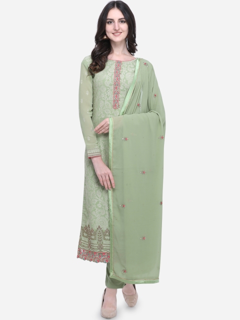 

Stylee LIFESTYLE Green Poly Georgette Semi-Stitched Dress Material