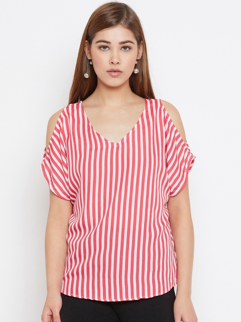 

AASK Women Pink & White Striped Top