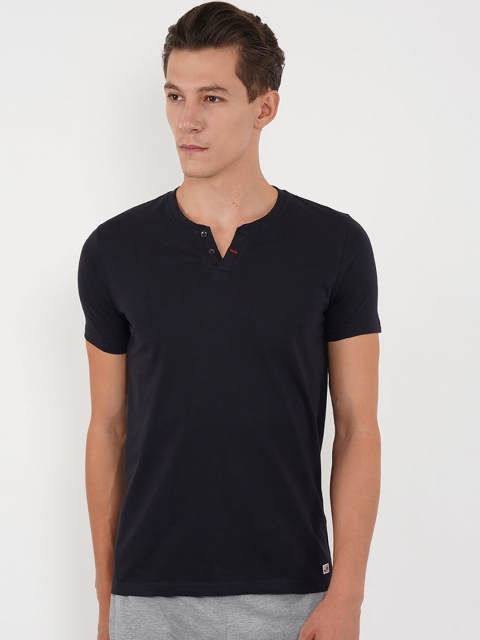

Sweet Dreams Men Navy Blue Solid Lounge Tshirt 8907668792785