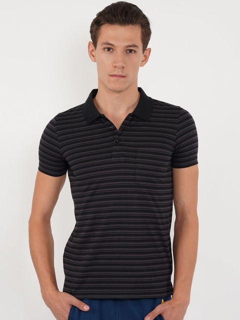 

Sweet Dreams Men Black Striped Lounge Tshirt 8907668760180