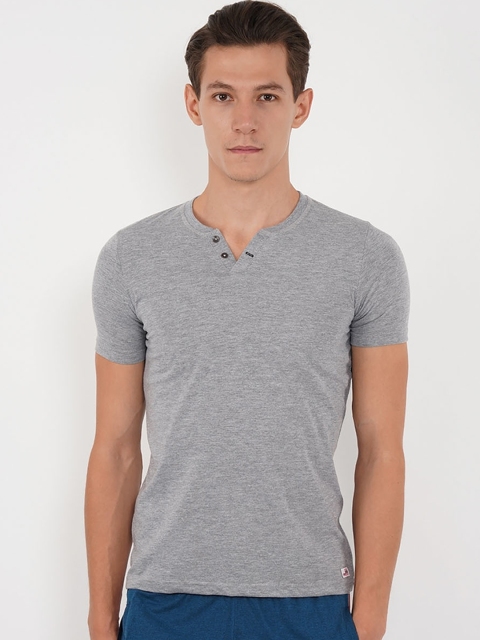 

Sweet Dreams Men Grey Melange Solid Lounge Tshirt 8907668793393