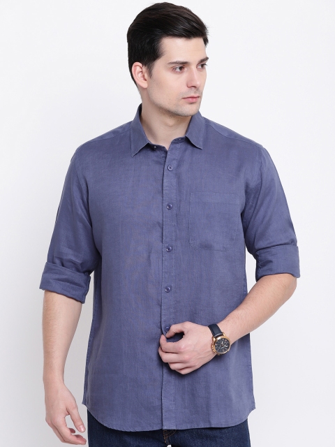 

AC&F Men Blue Regular Fit Solid Casual Shirt