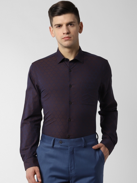 

Peter England Men Navy Blue Slim Fit Printed Formal Shirt