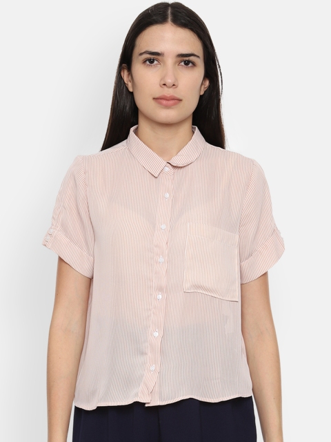 

Van Heusen Woman Beige Regular Fit Striped Casual Shirt