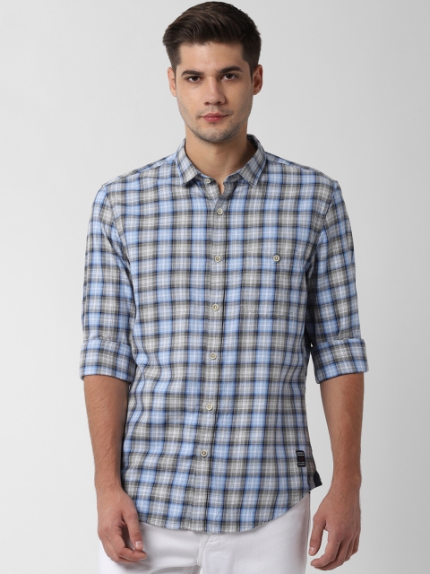 

Peter England Casuals Men Blue Slim Fit Checked Casual Shirt