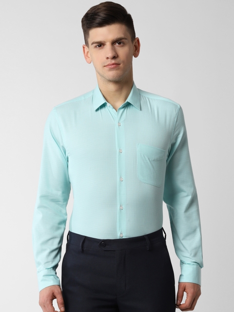 

Peter England Men Turquoise Blue Regular Fit Self Design Formal Shirt