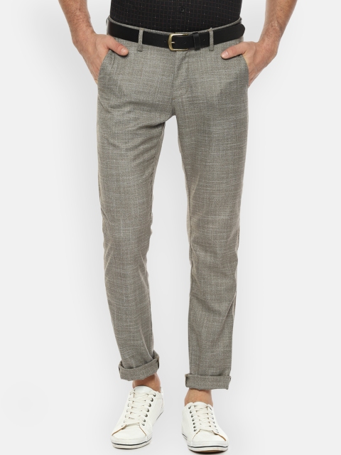 

Allen Solly Men Grey Slim Fit Self Design Regular Trousers