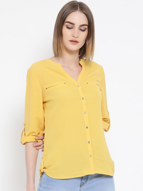 

Latin Quarters Women Mustard Solid Shirt Style Top