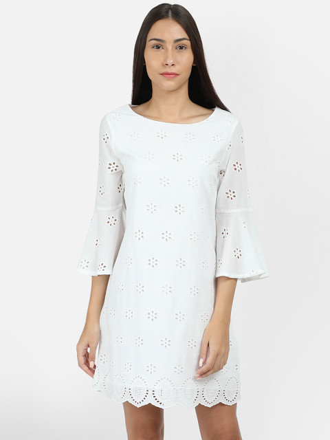 

COVER STORY Women White Self Design Sheath Dress